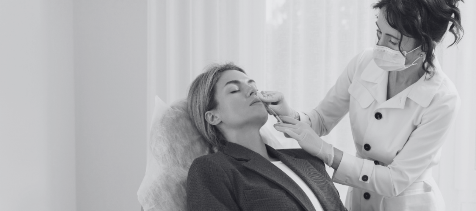 woman getting botox at a dermatology clinic